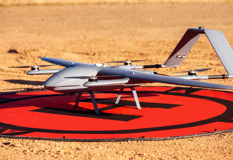 An unmanned vehicle on a landing target