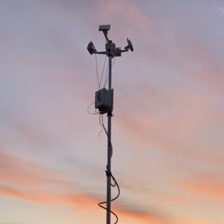 A pole with electronic equipment