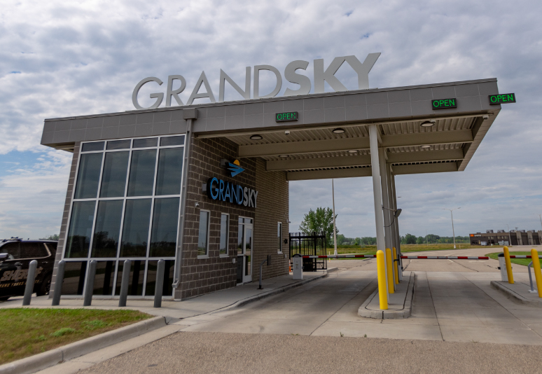 An access point into the GrandSKY facilities