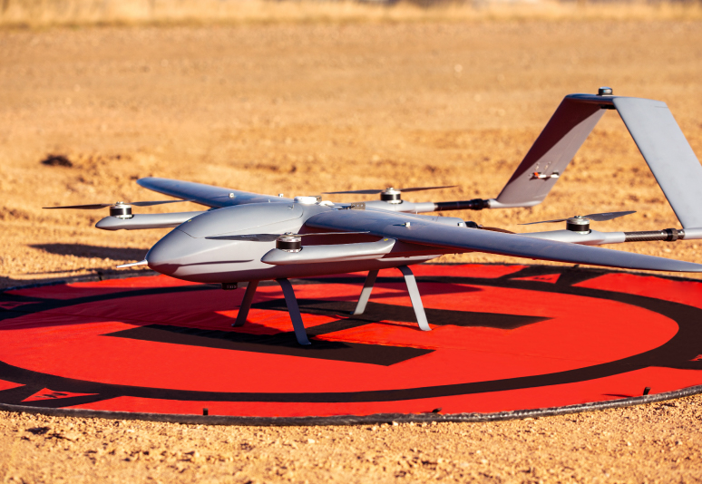 An unmanned vehicle on a landing target